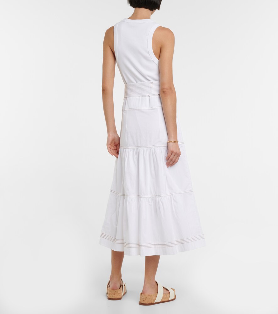 Veronica Beard Austyn Tiered Midi Dress In White | ModeSens
