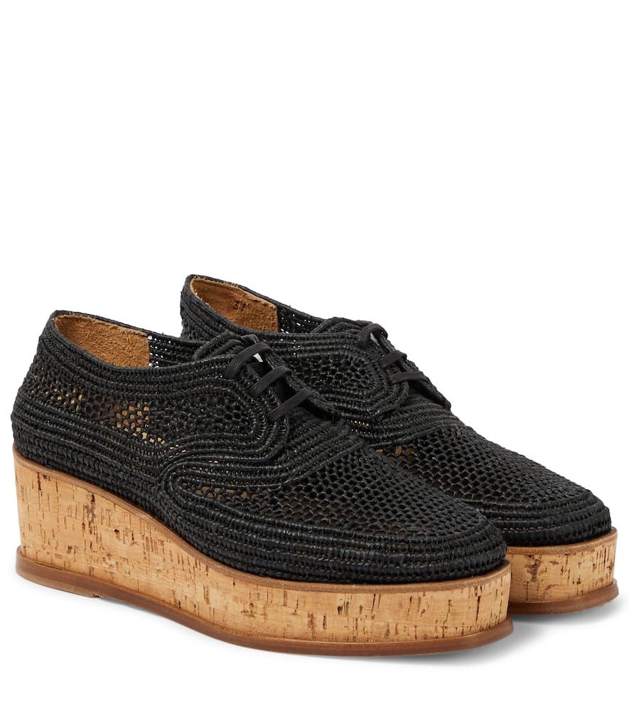Gabriela Hearst X Clergerie Louis Raffia-trimmed Platform Derby