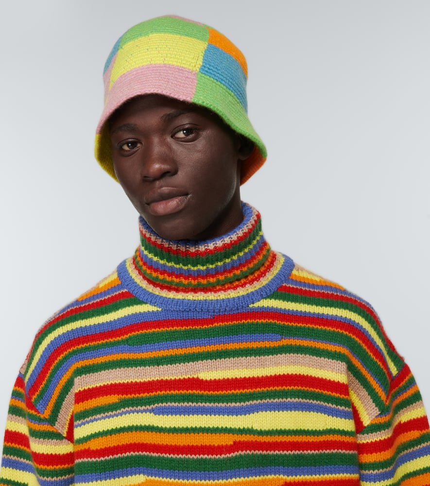 Shop The Elder Statesman Crochet Cashmere Bucket Hat In Multi