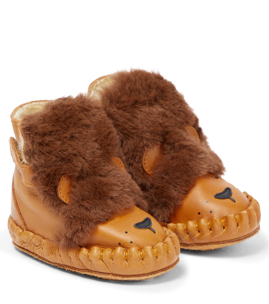 Donsje Baby Kapi faux fur and leather booties