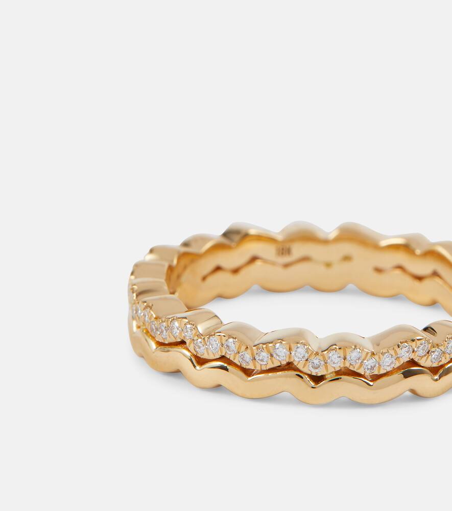 Shop Suzanne Kalan Mini Wave 18kt Gold Ring With Diamonds In Diamond/ Yg