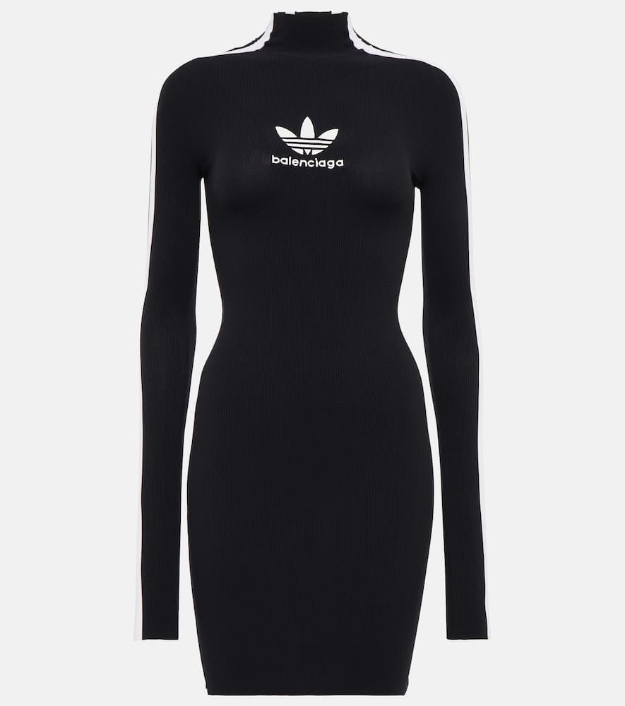 Balenciaga X Adidas Logo Mockneck Minidress In Black/white