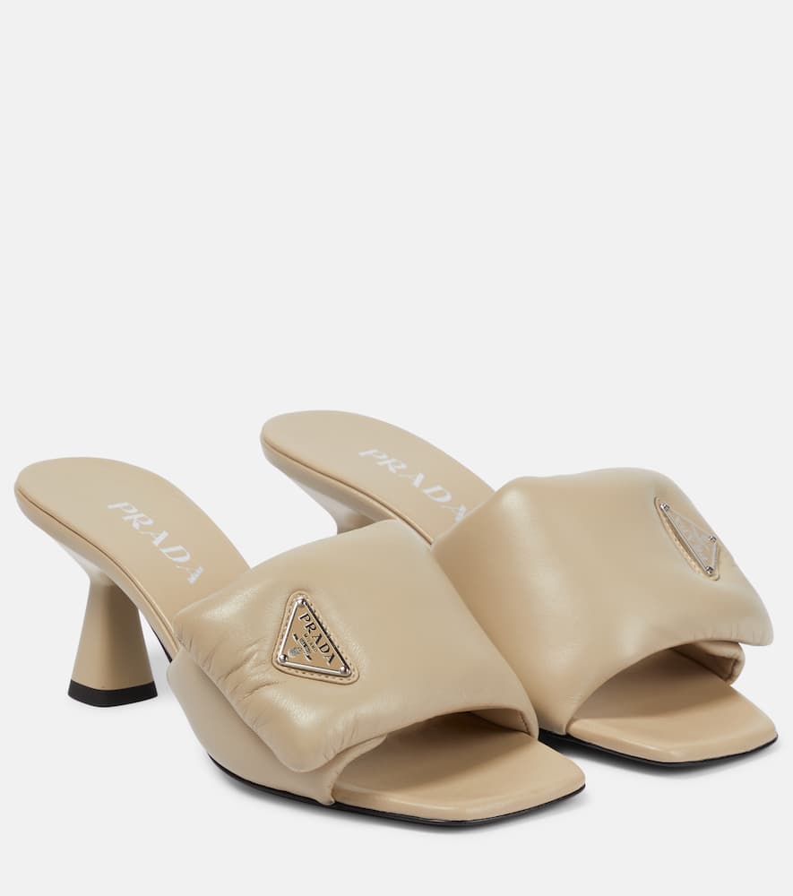 Prada Padded Leather Sandals In Deserto