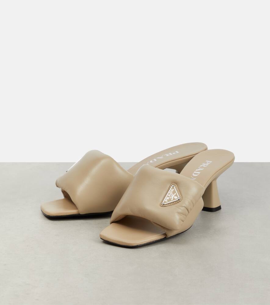 Prada Padded Leather Sandals In Deserto