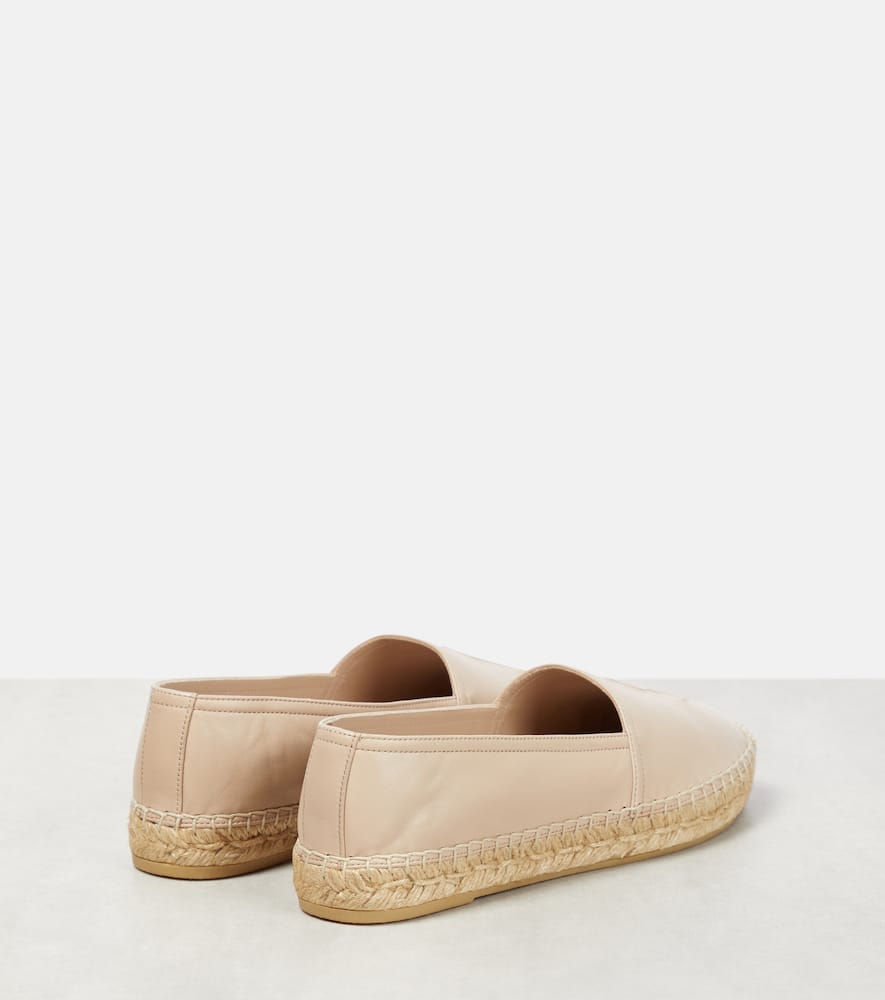 Shop Saint Laurent Monogram Leather Espadrilles In Rose Poudre