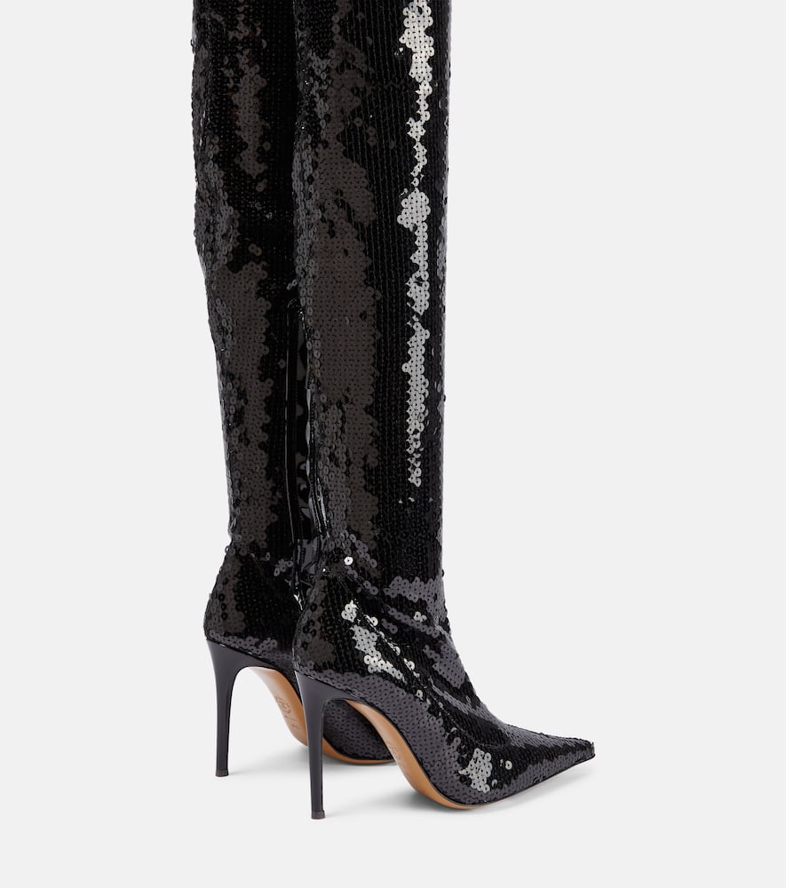 Shop Alexandre Vauthier Elixir Sequined Over-the-knee Boots In Black