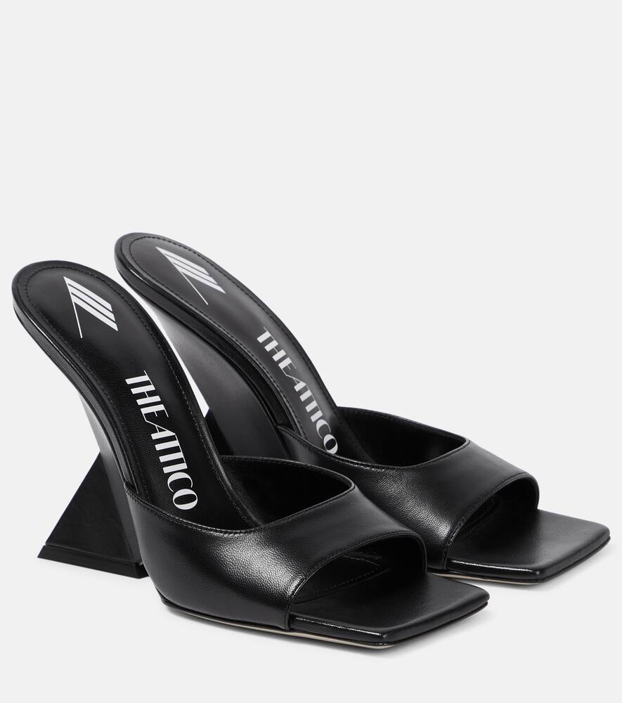 Shop Attico Cheope Leather Mules In Black