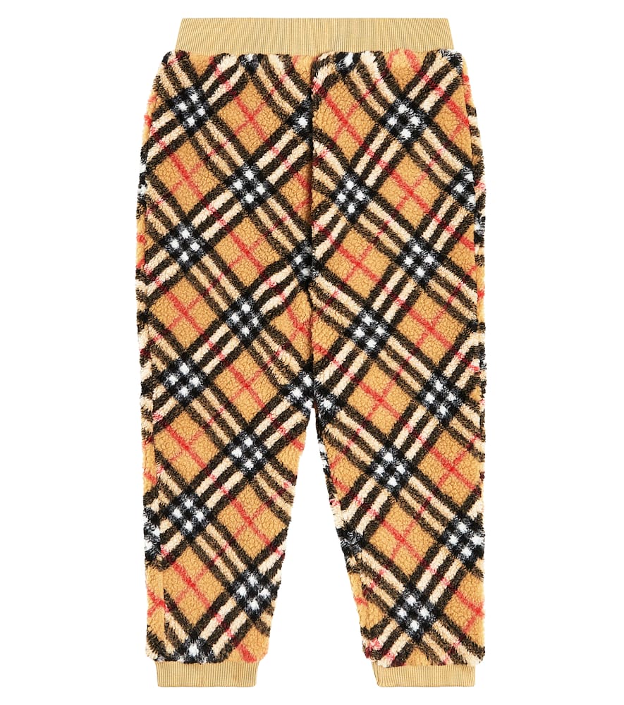 Burberry Kids' Baby  Check Fleece Sweatpants In Beige