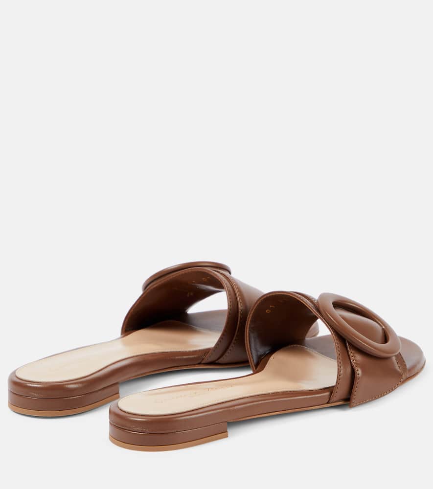 Gianvito Rossi Buckle-detail Leather Slides In Brown
