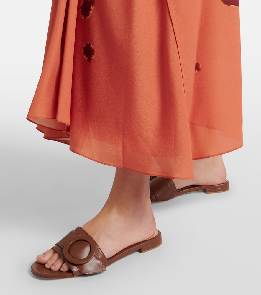 Gianvito Rossi Buckle-detail Leather Slides In Brown