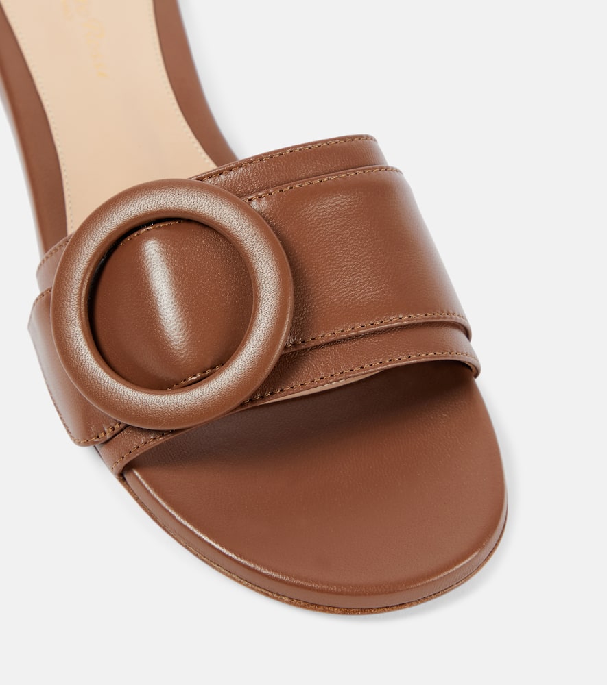 Gianvito Rossi Buckle-detail Leather Slides In Brown