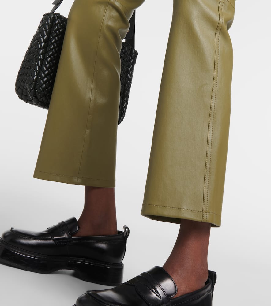 Shop Joseph Stretch Duke Leather Straight Pants In Green