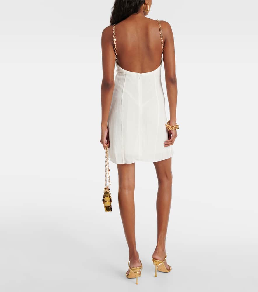 Rabanne Chain-detail Pleated Silk-blend Minidress In White