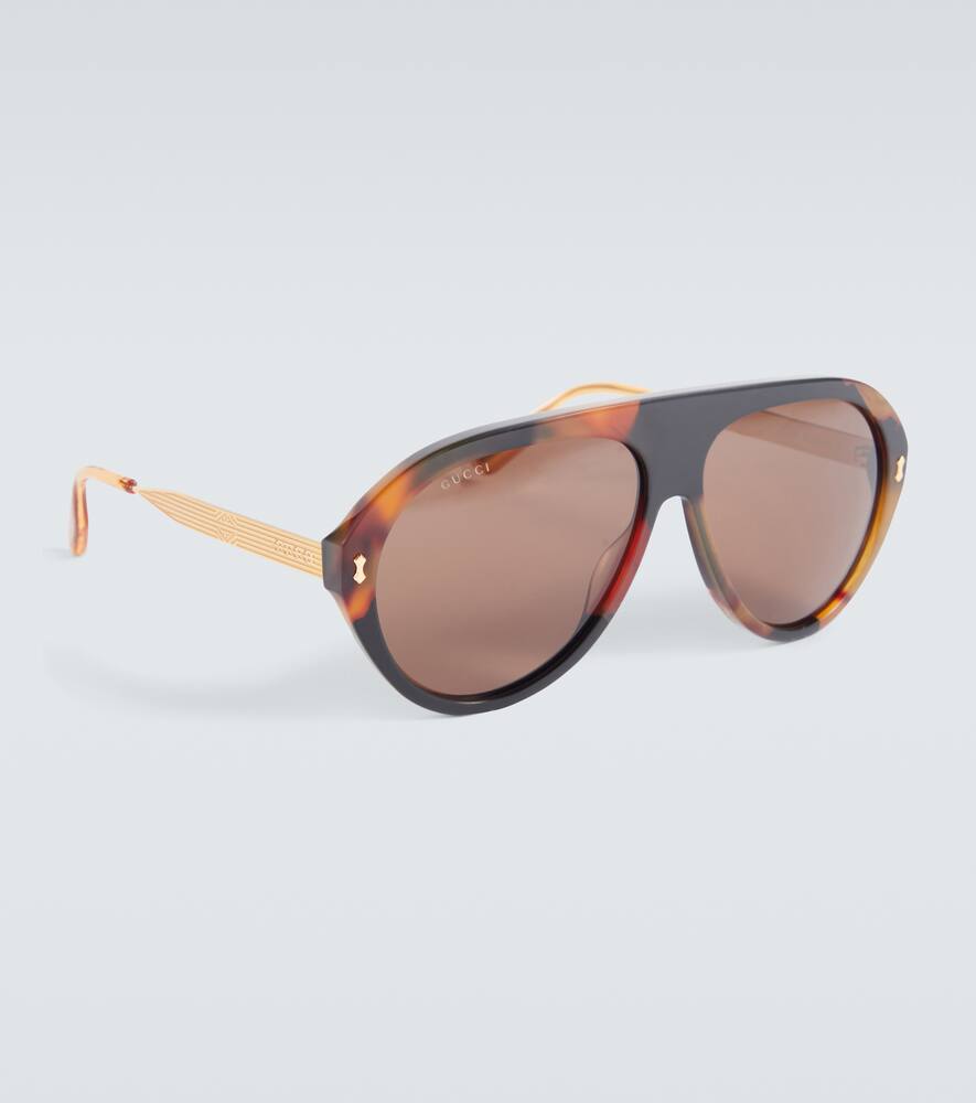 Shop Gucci Aviator Sunglasses In Brown