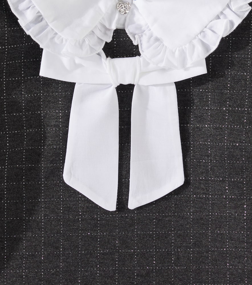 Monnalisa Checked Bow-detail Dress In Grey