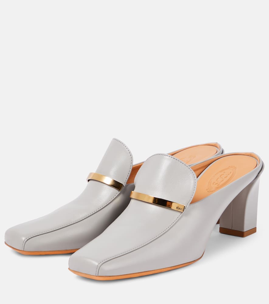 Tod's Leather Mules In Grey
