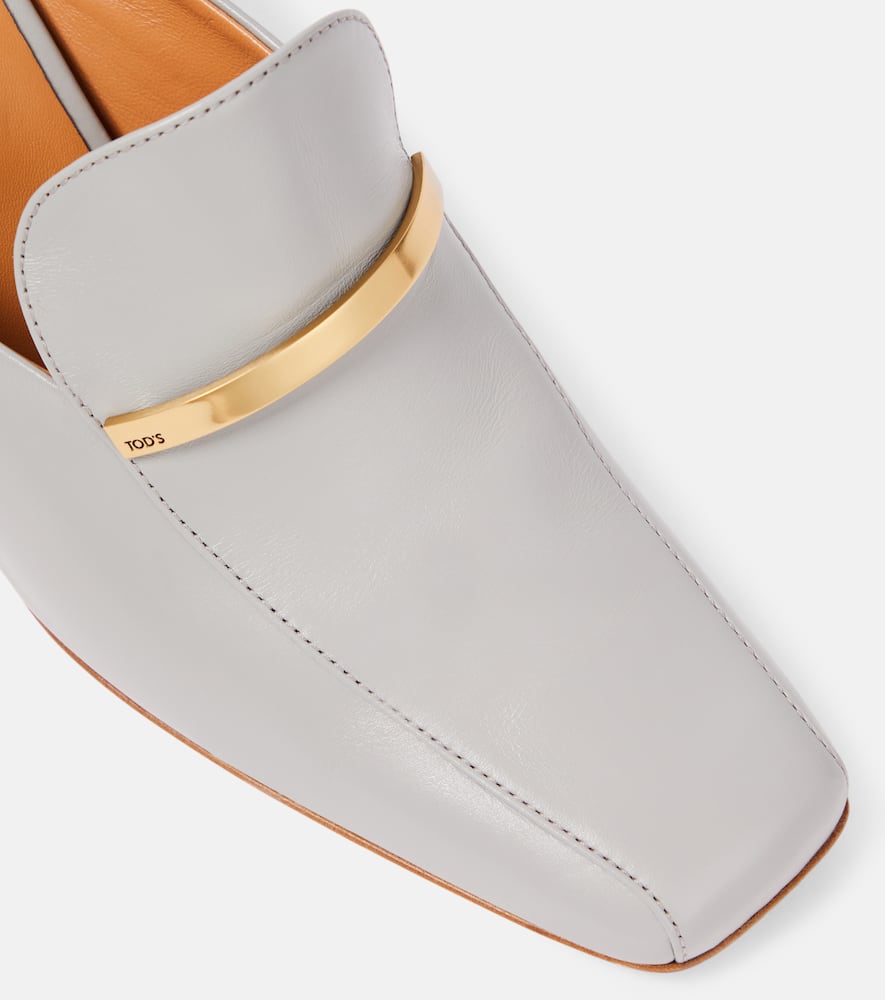 Tod's Leather Mules In Grey