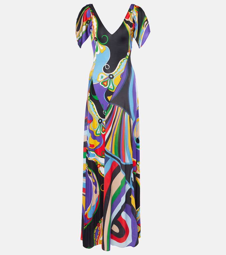 Pucci Orchidee And Iride-print Maxi Dress In Multicoloured