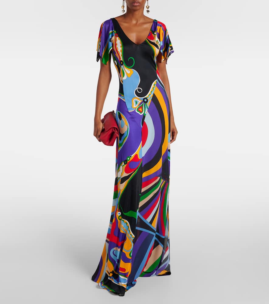 Pucci Orchidee And Iride-print Maxi Dress In Multicoloured