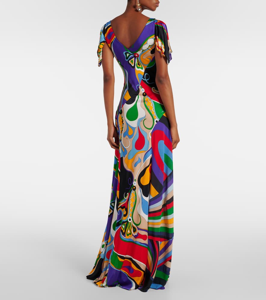Pucci Orchidee And Iride-print Maxi Dress In Multicoloured