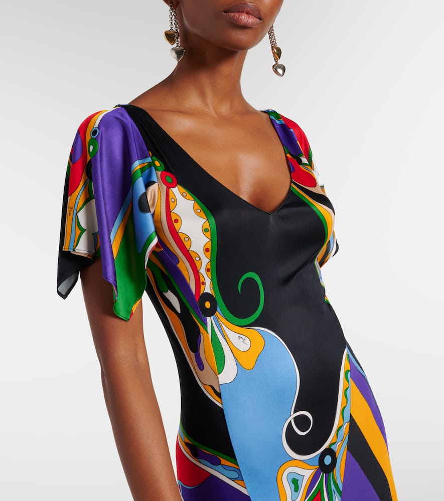 Pucci Orchidee And Iride-print Maxi Dress In Multicoloured