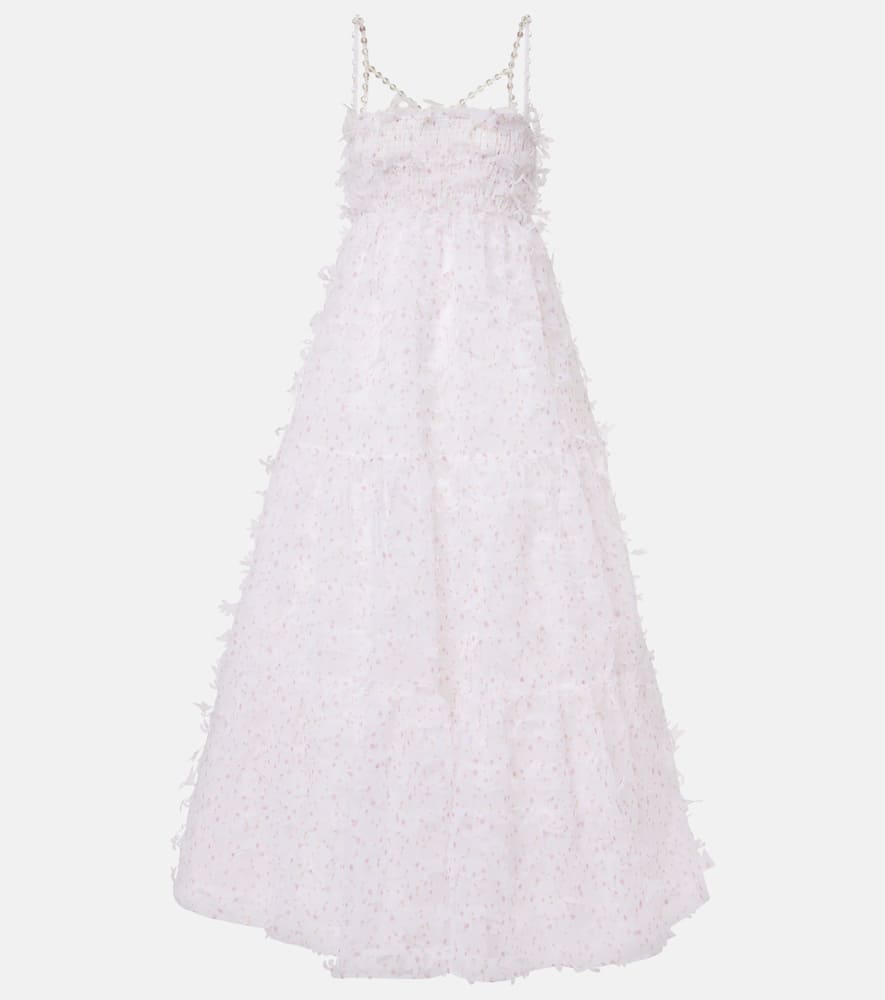 Susan Fang Floral Ruffled Maxi Dress In Multicolor