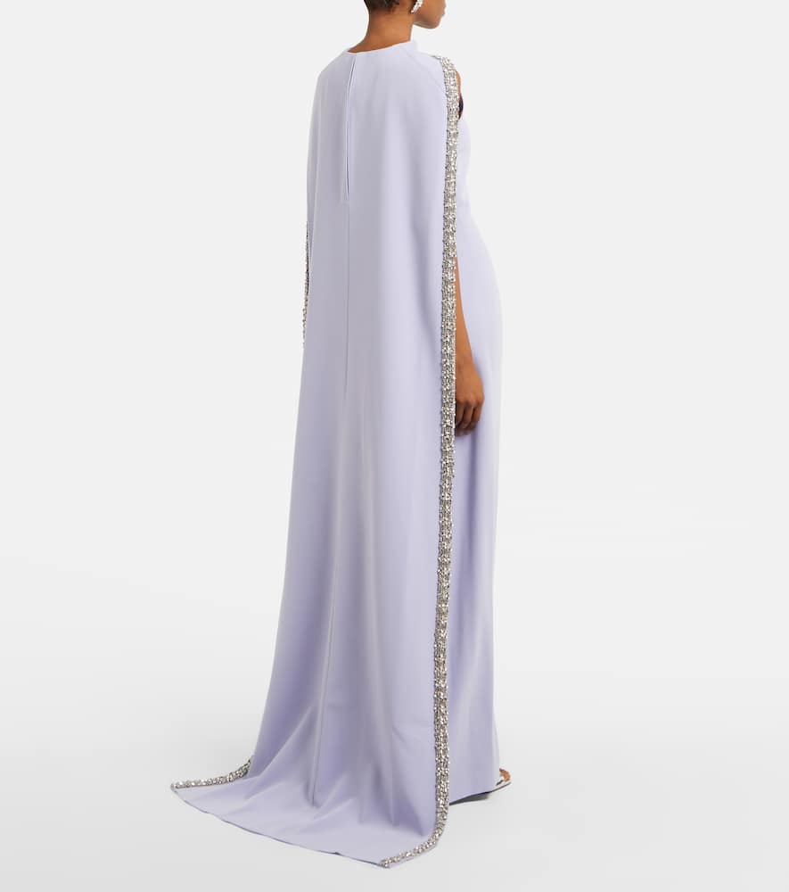Roland Mouret Caped Embellished Satin Crêpe Gown In Purple
