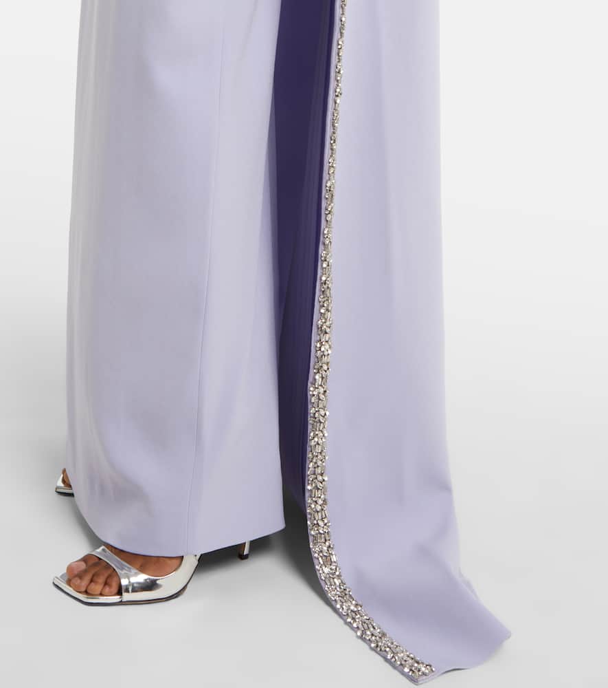 Roland Mouret Caped Embellished Satin Crêpe Gown In Purple