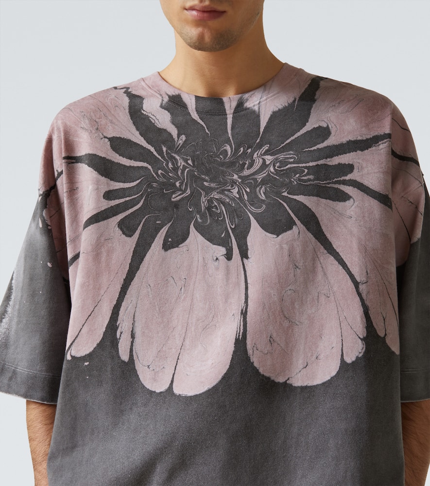 Tシャツ・カットソー Dries Van Noten Grey Cotton T-Shirt With Contrasting Floral Dries Van Noten Grey Cotton T-shirt With Contrasting Floral