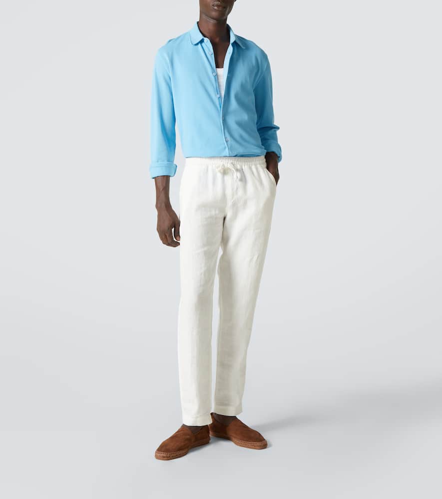 Orlebar Brown Giles Cotton Piqué Shirt In Blue