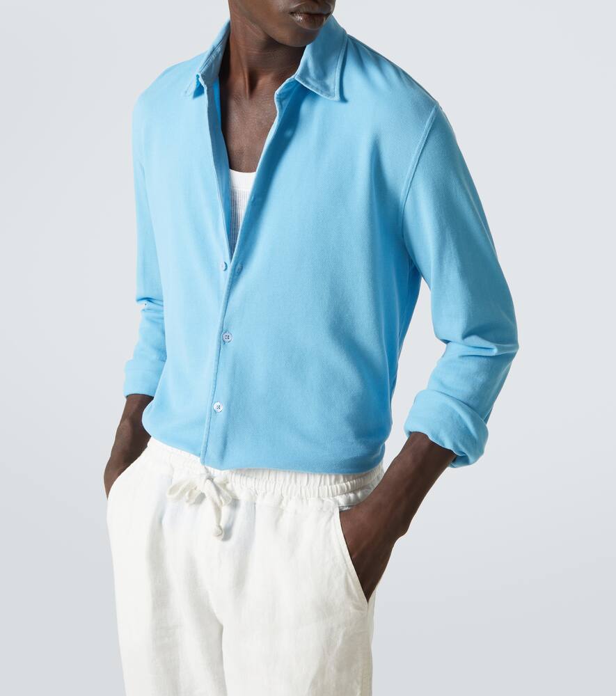 Orlebar Brown Giles Cotton Piqué Shirt In Blue