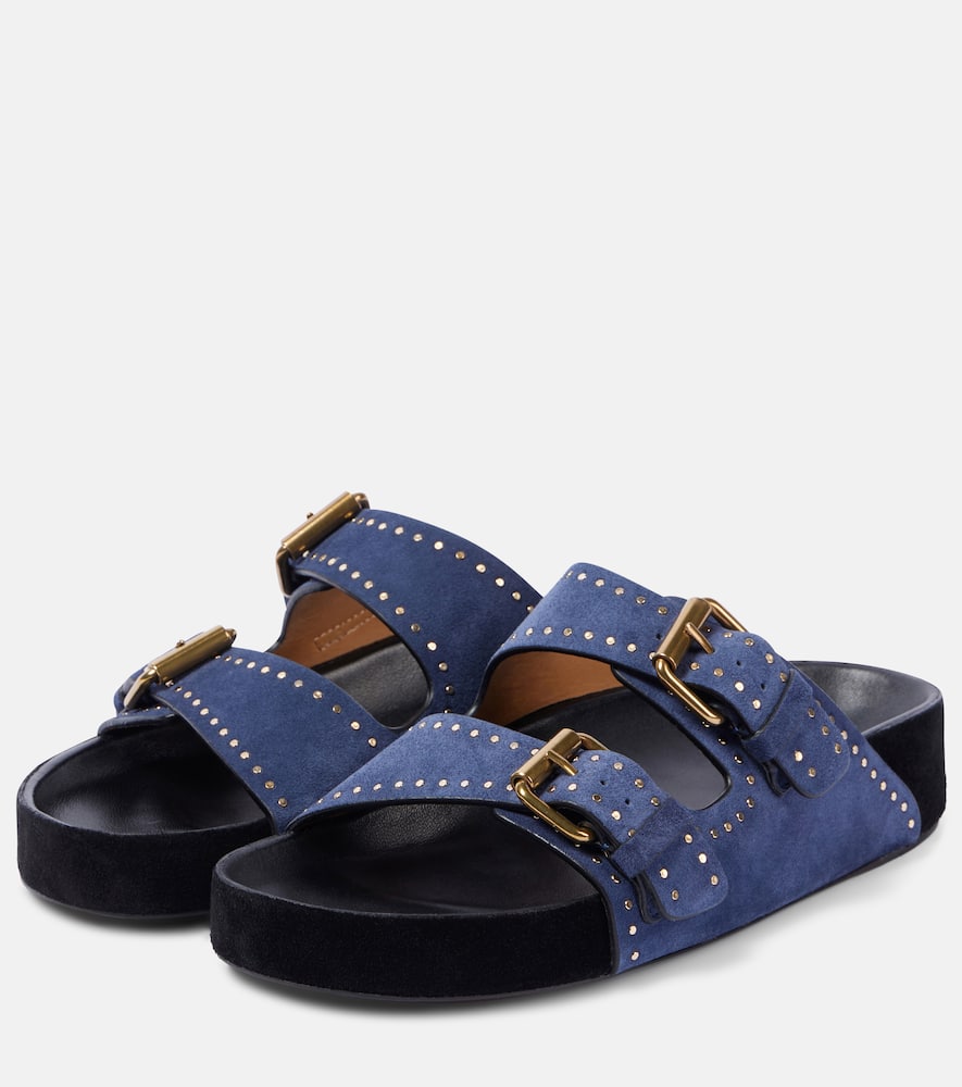 Isabel Marant Studded Design Suede Leather Sandals In Blue