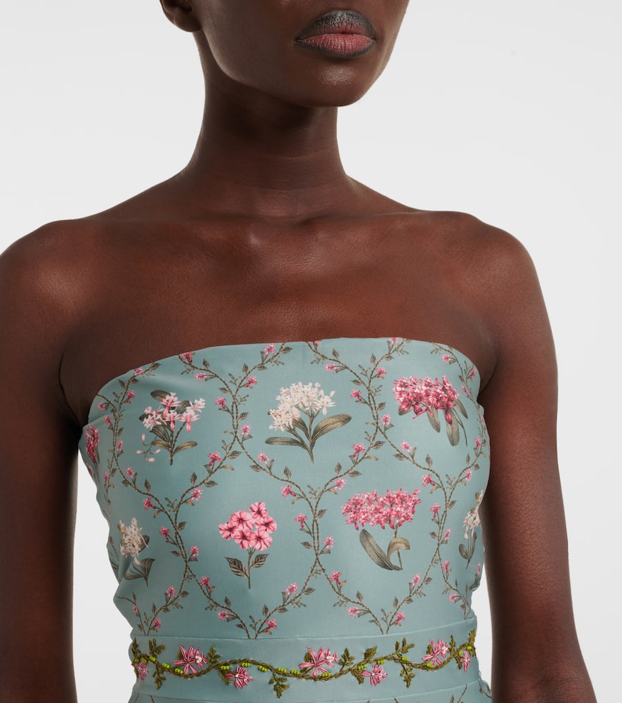 Shop Agua By Agua Bendita Ilusión Floral Embroidered Swimsuit In Blue