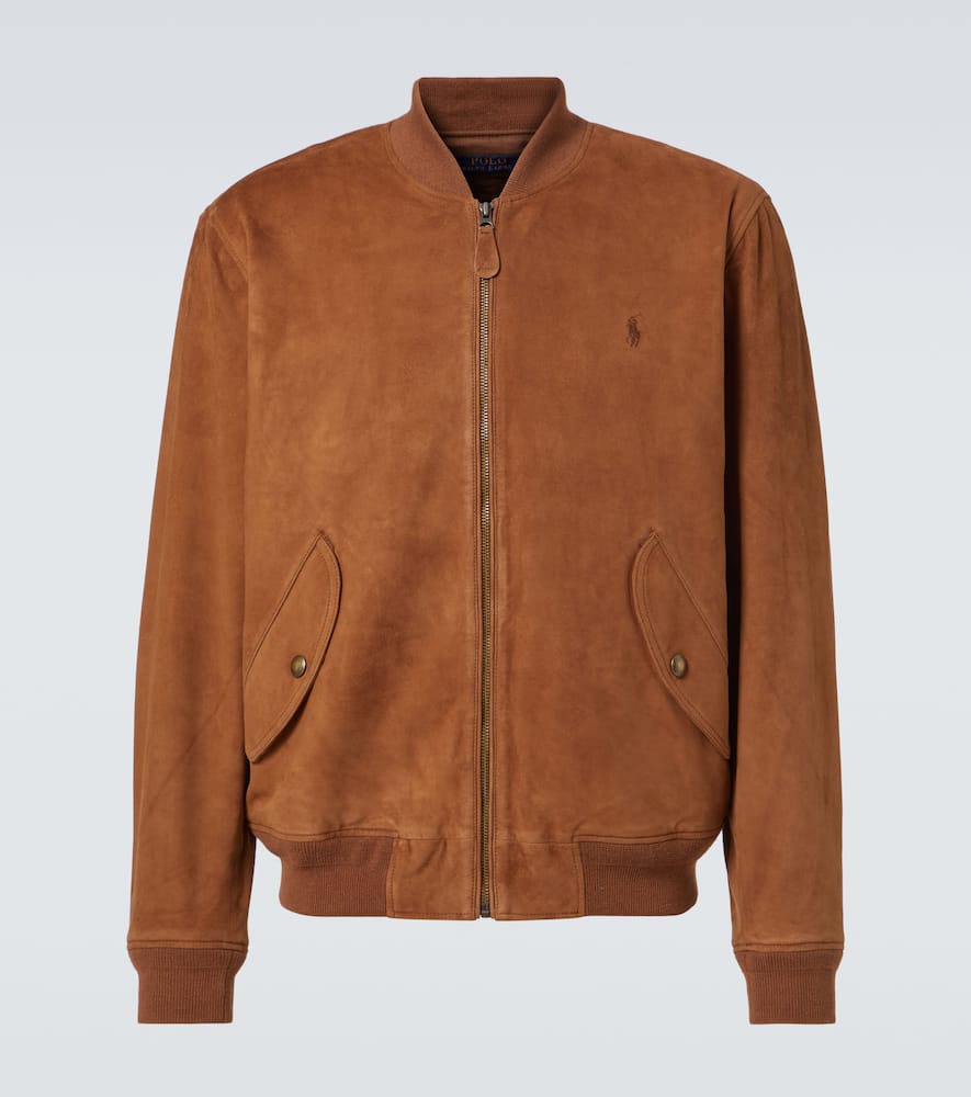 Logo suede bomber jacket