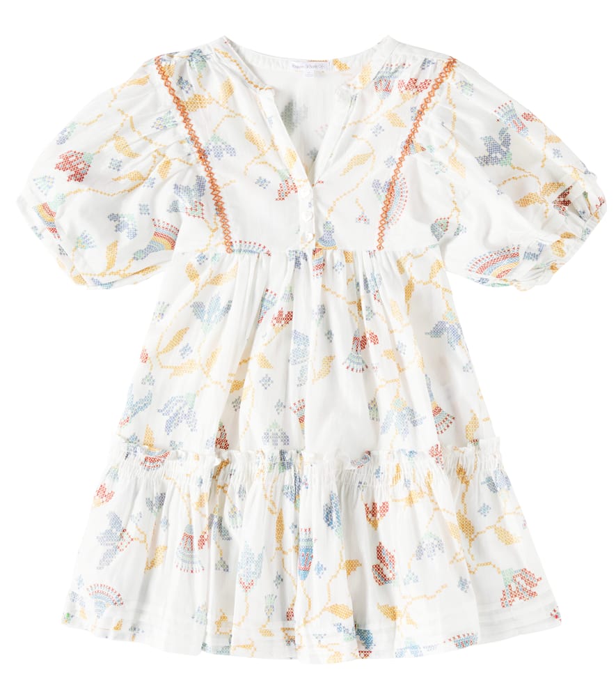 Poupette St Barth Aria Floral Cotton-blend Dress In Blue