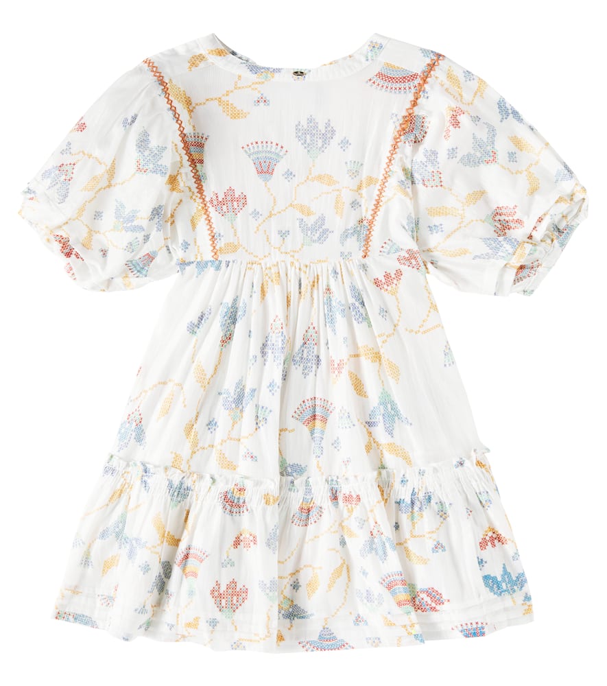 Poupette St Barth Aria Floral Cotton-blend Dress In Blue
