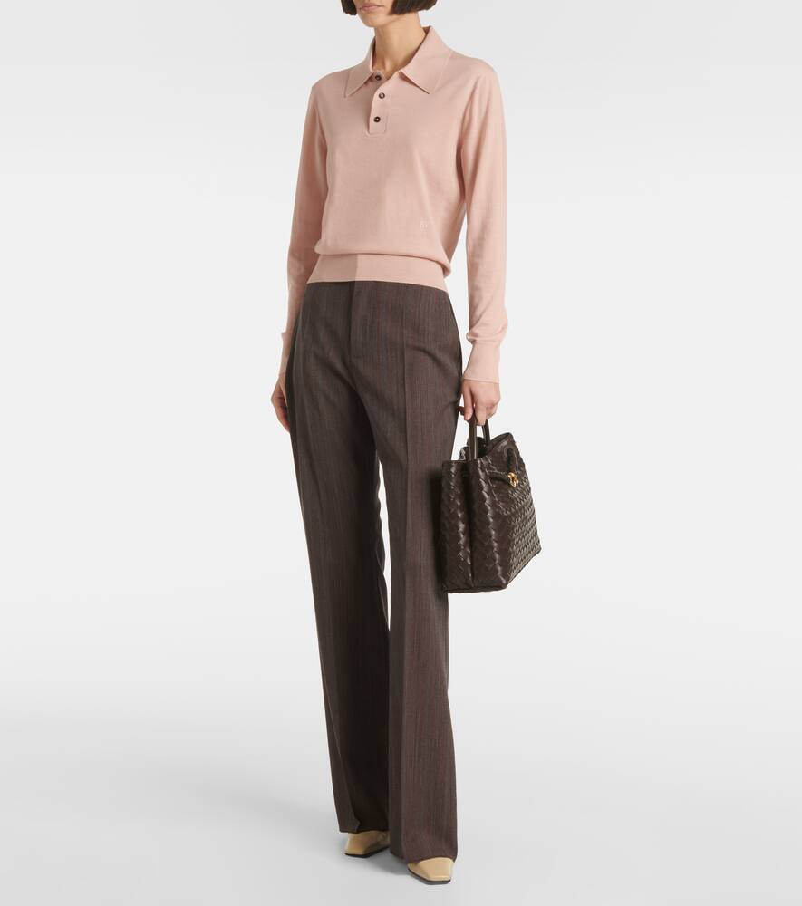 Shop Bottega Veneta Cashmere Polo Sweater In Pink