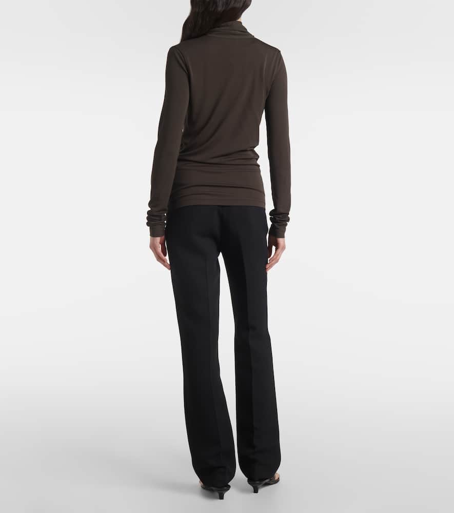 Totême Toteme Women Black Fluid Jersey Overlapped Top In Grey