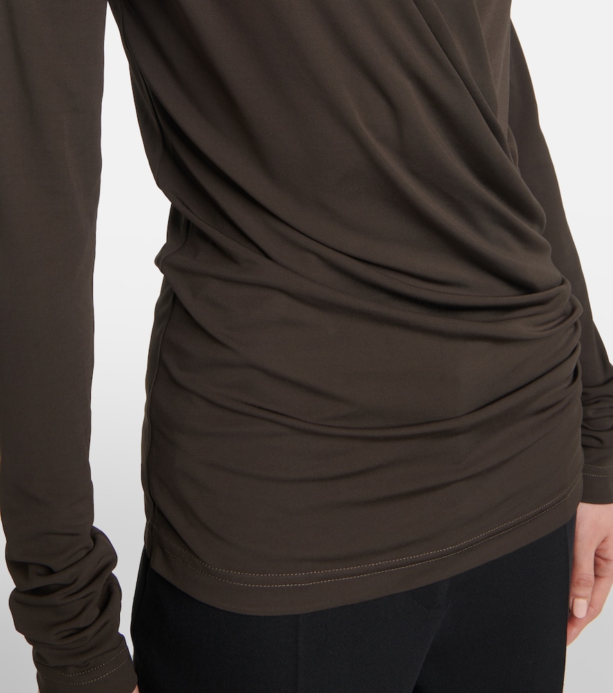 Totême Toteme Women Black Fluid Jersey Overlapped Top In Grey