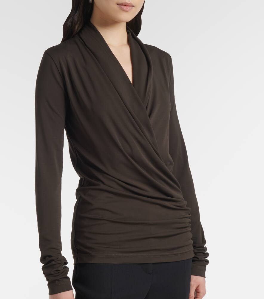 Totême Toteme Women Black Fluid Jersey Overlapped Top In Grey