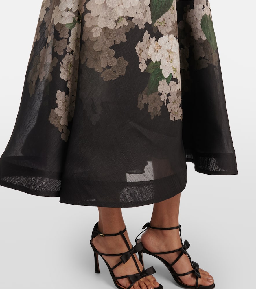 Zimmermann Balance Linen And Silk Bustier Dress In Black