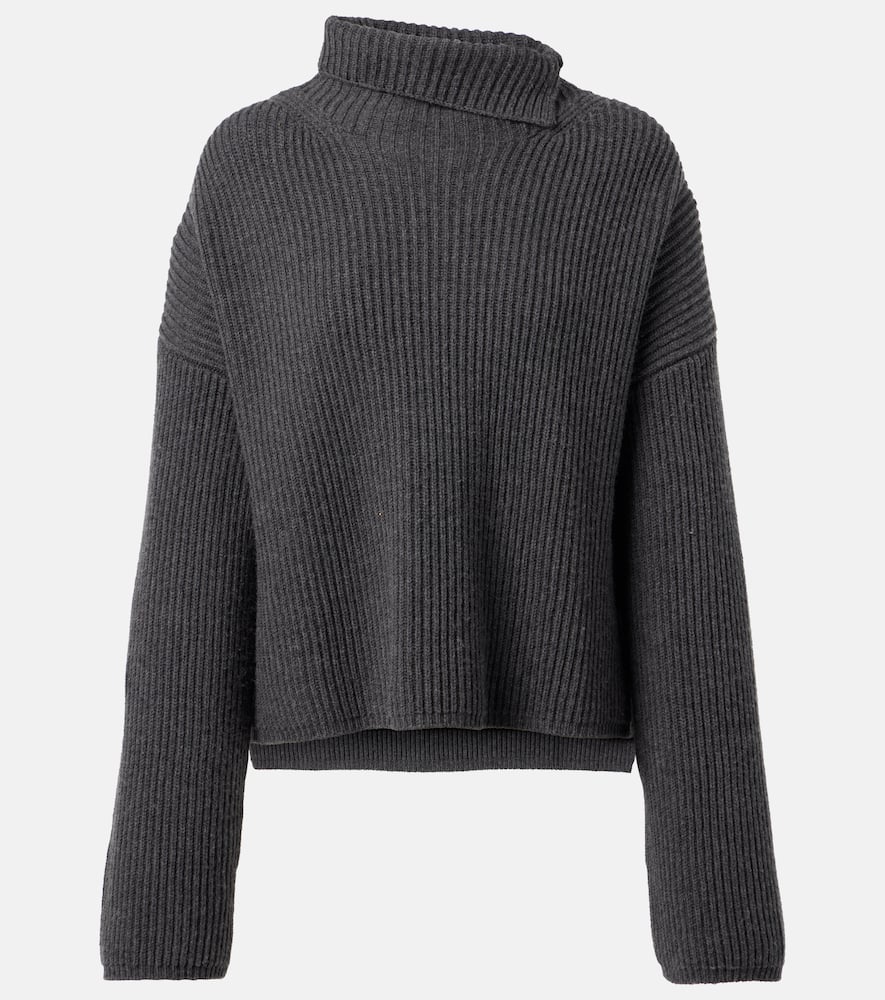 Joseph Ribbed-knit Wool-blend Turtleneck Sweater In Gray