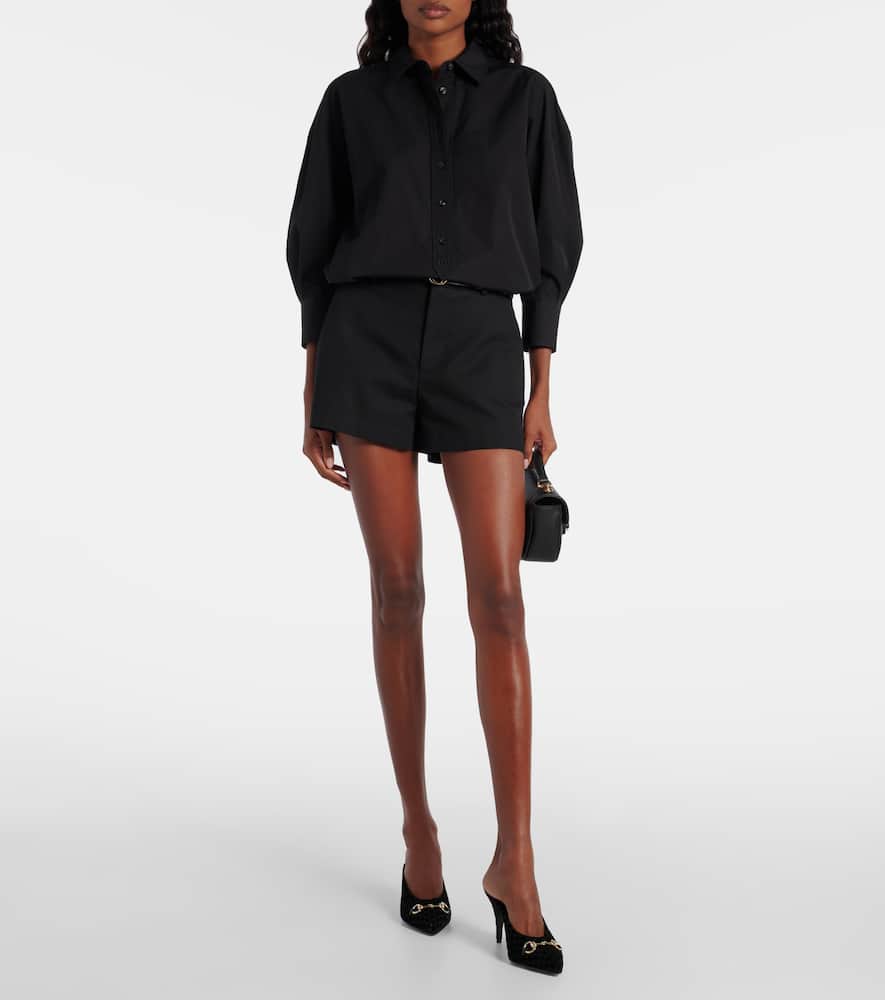 Gucci Horsebit Gg Velvet Mules In Black