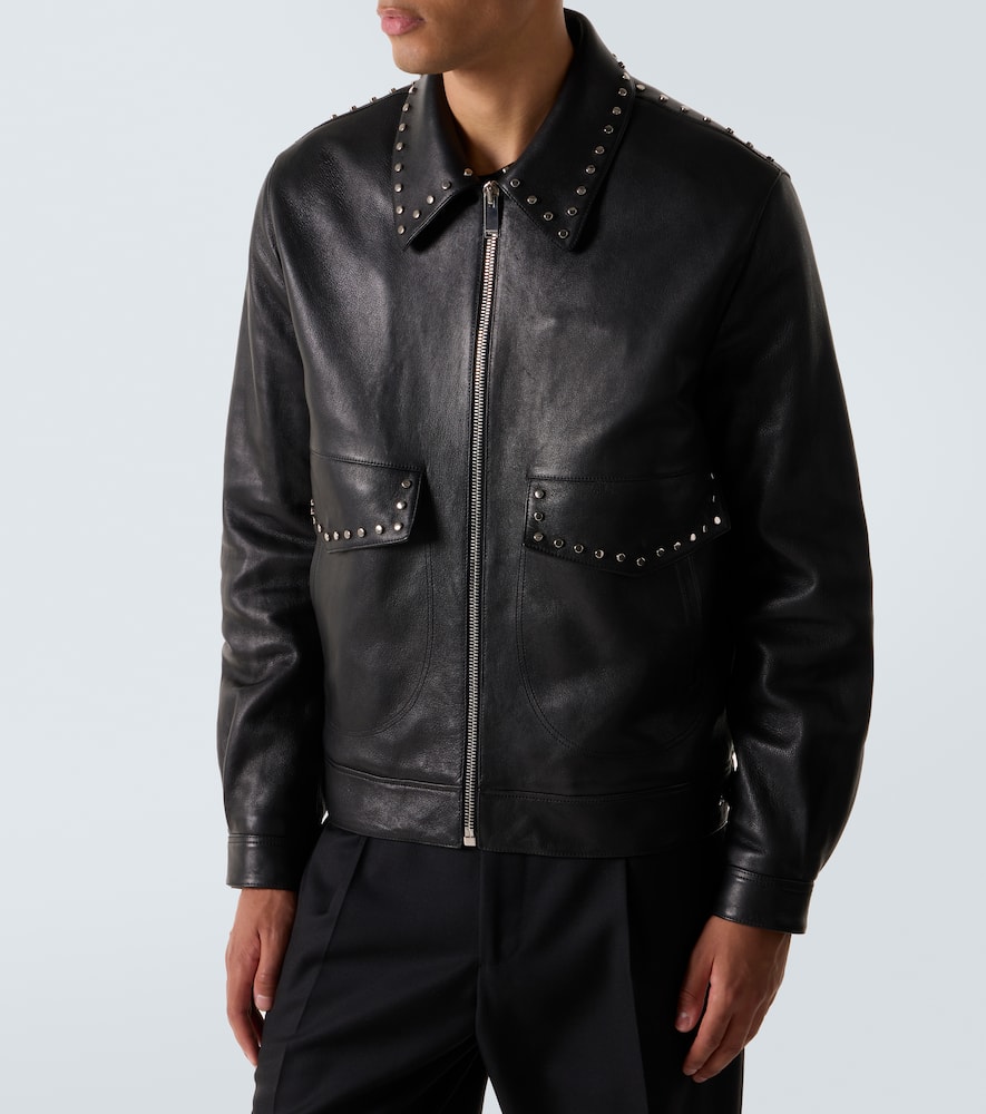 Alexander Mcqueen Studded Leather Aviator Jacket In Black