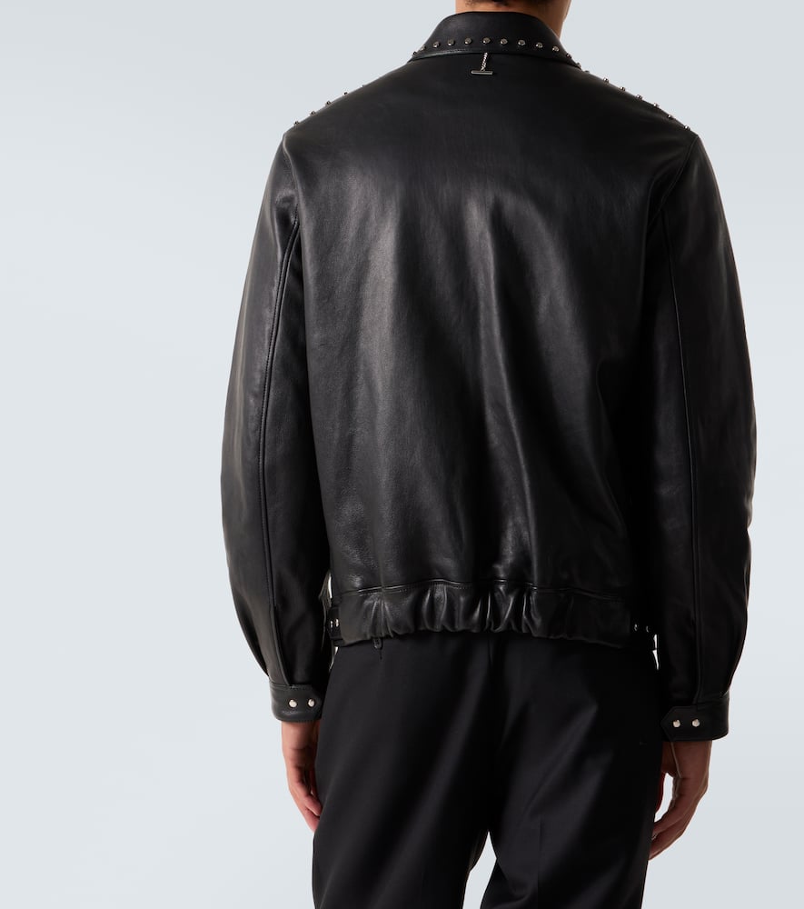 Alexander Mcqueen Studded Leather Aviator Jacket In Black