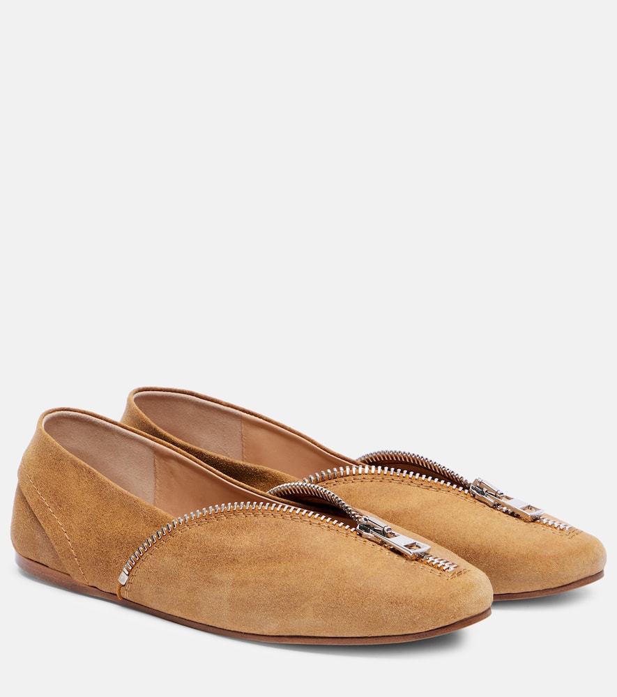 Biker suede ballet flats