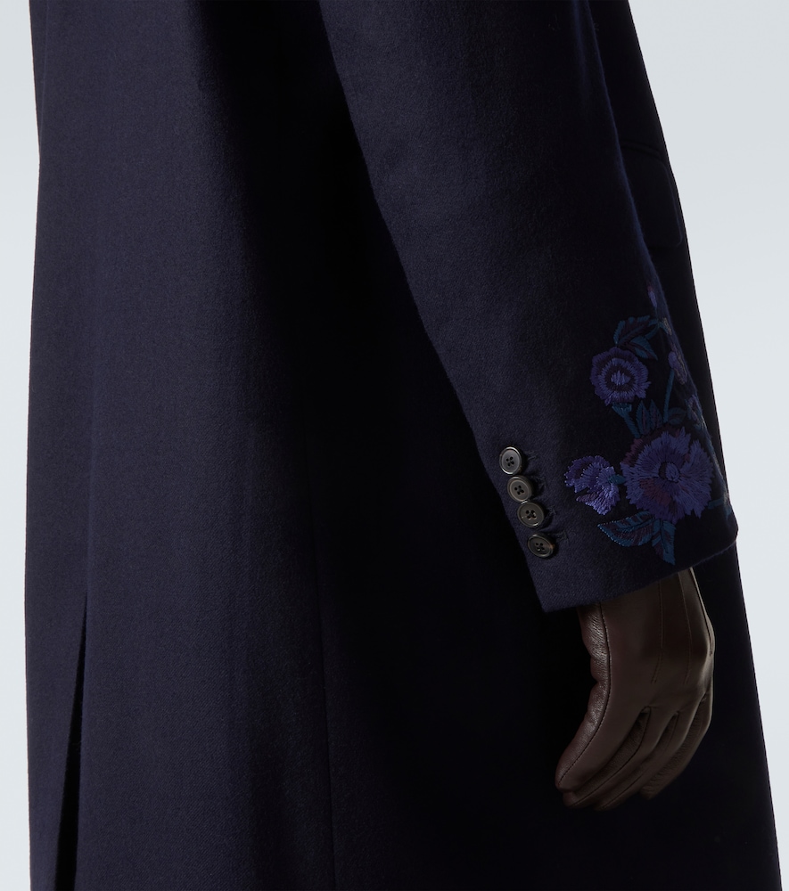 Floral Double-Breasted Wool Coat