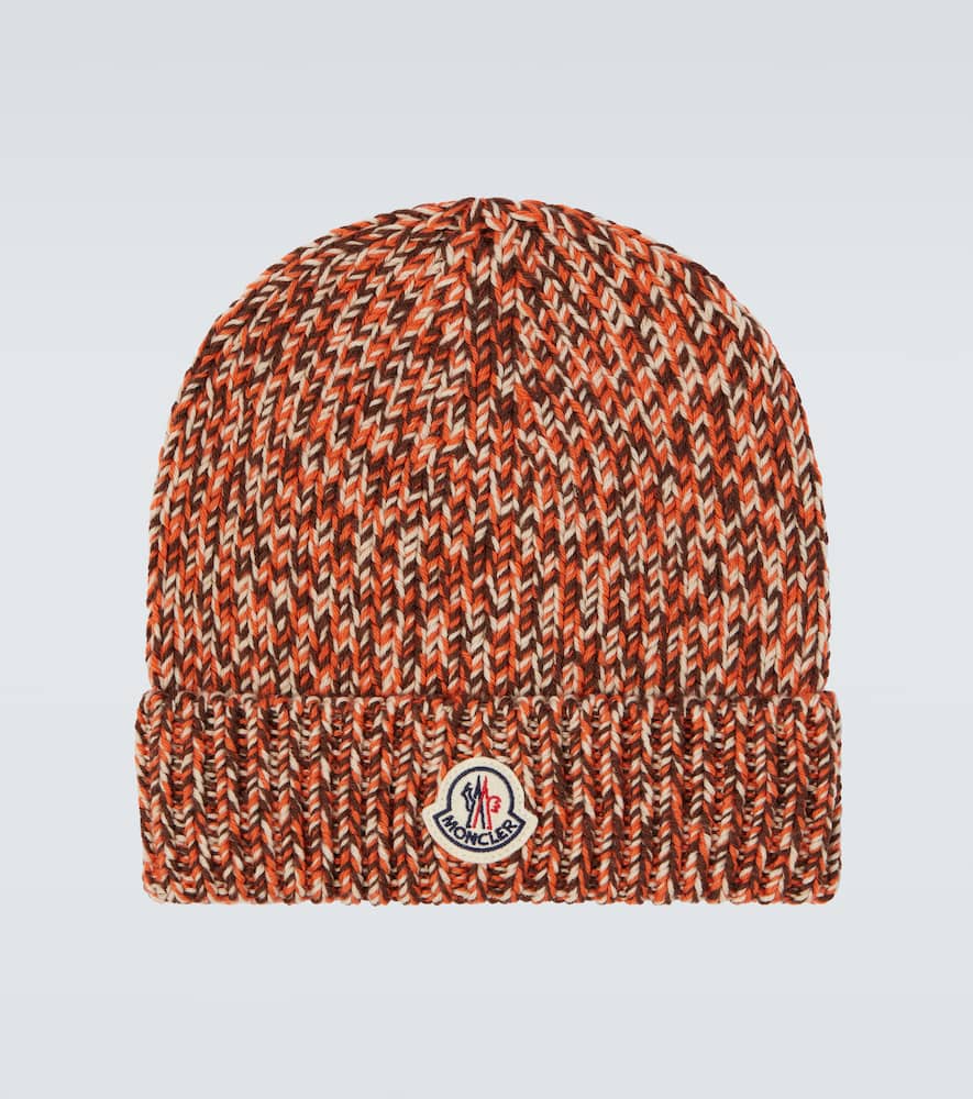 Moncler Logo Virgin Wool Beanie In Multi