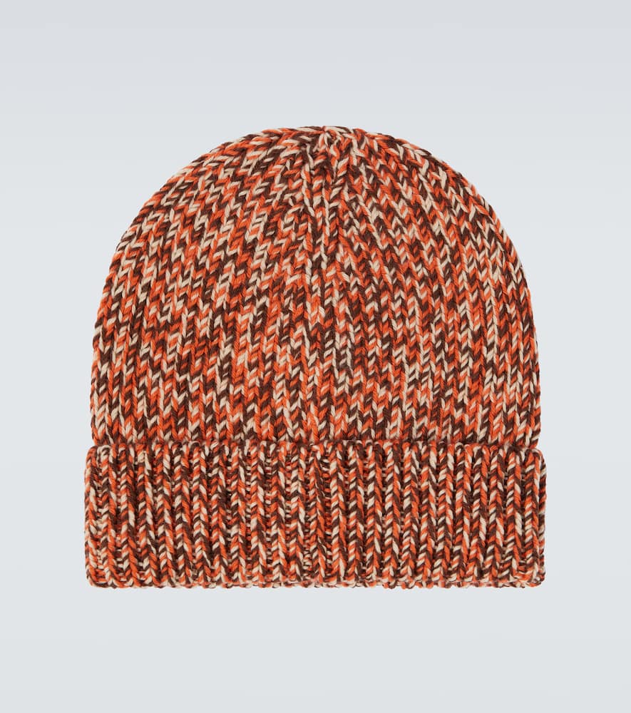 Moncler Logo Virgin Wool Beanie In Brown