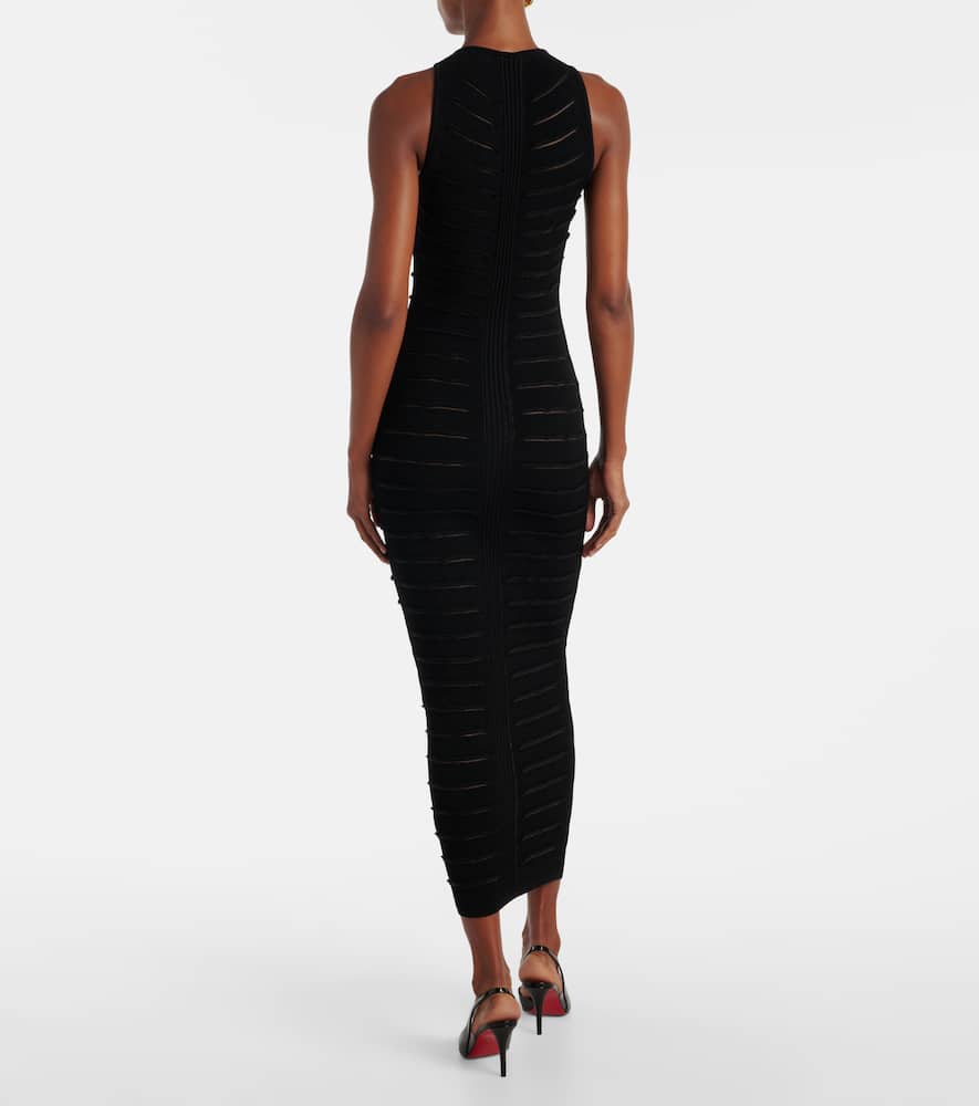 Balmain Knitted Cutout Midi Dress In Animal Print